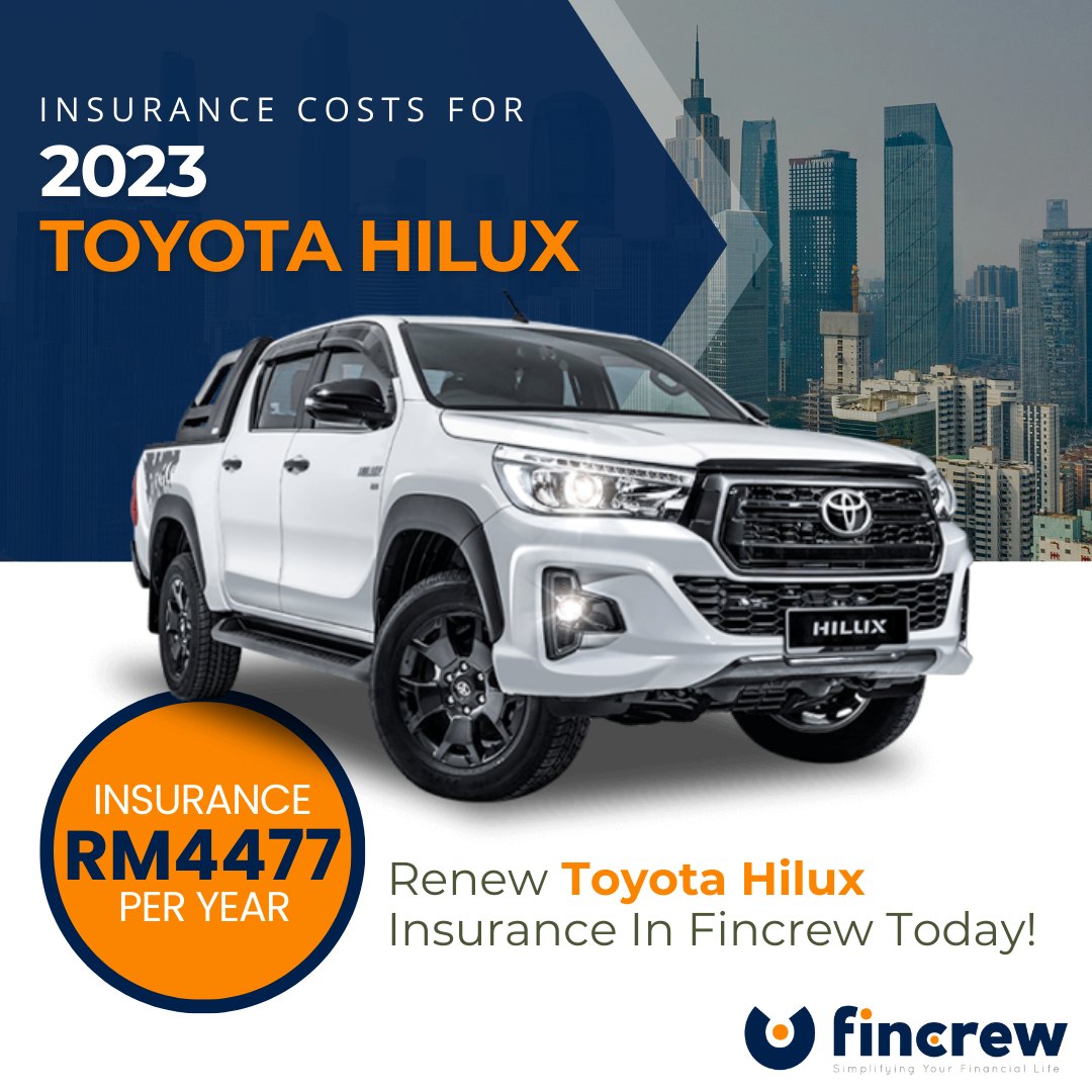 Whether you're conquering rough terrains with the robust 2023 Toyota Hilux GR Sport 2.8 AT or handling tough jobs with the reliable 2020 Toyota Hilux Single Cab 2.4 MT 4X4, ensure your vehicle is protected with the best insurance rates:

🚚 2023 Toyota Hilux GR Sport 2.8 AT: RM 4,477
🚚 2020 Toyota Hilux Single Cab 2.4 MT 4X4: RM 3,047

With Fincrew, finding the right insurance for your Toyota Hilux is as straightforward as the vehicle itself. 🛡️🚚 Our platform offers you the ease to quote, compare, and buy your policy online, ensuring instant protection for your ride.

🌟 Why Fincrew?

🚚 Tailored Insurance Solutions: Select from options that cater specifically to your Toyota Hilux model.
🚚 Instant Coverage: Get your policy activated immediately upon purchase.
🚚 Expert Guidance: Our team is here to assist you every step of the way, ensuring you're well-protected on every journey.

🛣️ Embark on Your Next Adventure with Confidence: The Toyota Hilux is built to take on any challenge, and with Fincrew, you're backed by insurance that's just as resilient.

👉 Secure your Toyota Hilux today with www.fincrew.my/en/auto-insurance.html and drive into the horizon, knowing you're covered no matter where the road takes you.

#ToyotaHilux #OffroadReady #CarInsuranceMalaysia #Fincrew #AdventureAwaits